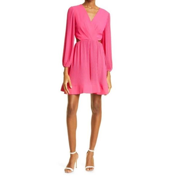 Milly Winnie cutout pleated dress- pink size 8 - Picture 1 of 10